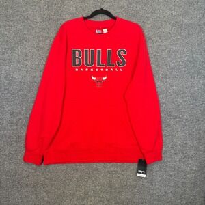Chicago Bulls Sweatshirt Mens XL Red Fleece Pullover NBA Basketball Crewneck NEW
